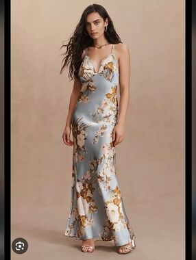 Reformation Silk Blue Floral Maxi Dress